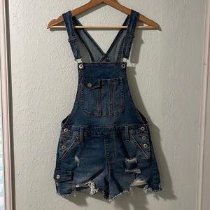 No Boundaries Overall Shorts Denim